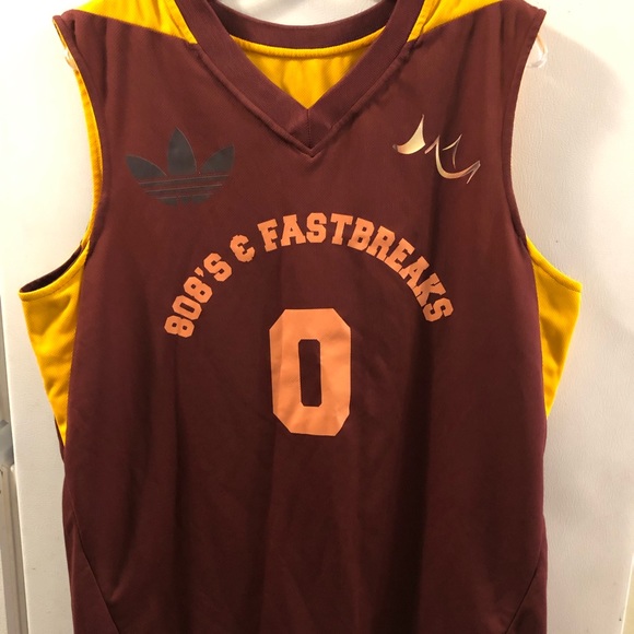 Maroon & Gold Sleeveless Basketball Jersey - 808s & Fastbreaks, Swaggy P, #0 - Picture 1 of 4